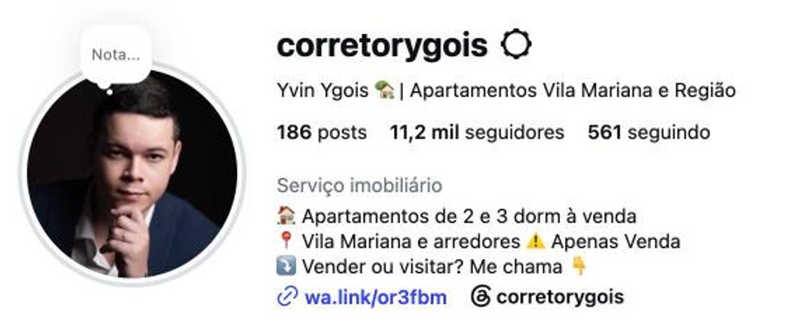 Perfil no Instagram: 11,2 mil seguidores